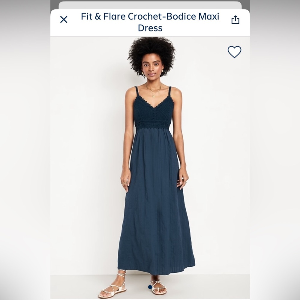 Set of 2 - Old Navy Navy Crochet-Bodice Maxi Dress size XL - Navy Blue and White